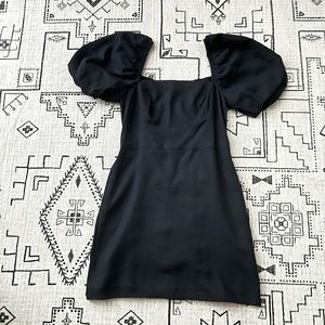 ABERCROMBIE & FITCH PUFF-SLEEVE LINEN-BLEND MINI DRESS